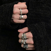 munchen风格 从不睡觉 暗黑先锋925银werkstatt 做旧手工锤纹戒指