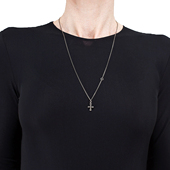 Munchen风格 从不睡觉 暗黑Werkstatt 小众迷你十字架纯925银项链