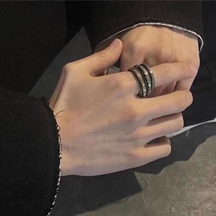 从不睡觉 慕尼黑纯925银MUNCHEN风齐柏林飞艇复古歌词弹力戒指环