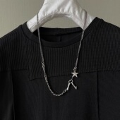 munchen风格 从不睡觉 暗黑系werkstatt 纯银钥匙五角星叠加长项链