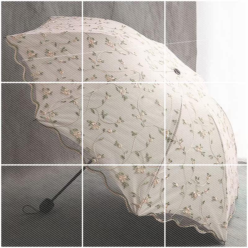 Parasol lady Retro Jacobs Embroidery Flower double-deck Vinyl Parasol fold Umbrella Dual usein the Home Daily , Umbrella/Rain gear/Rain/Moistureproof , Umbrella  category - from Buy2taobao.com to provide professional Taobao agent buy service