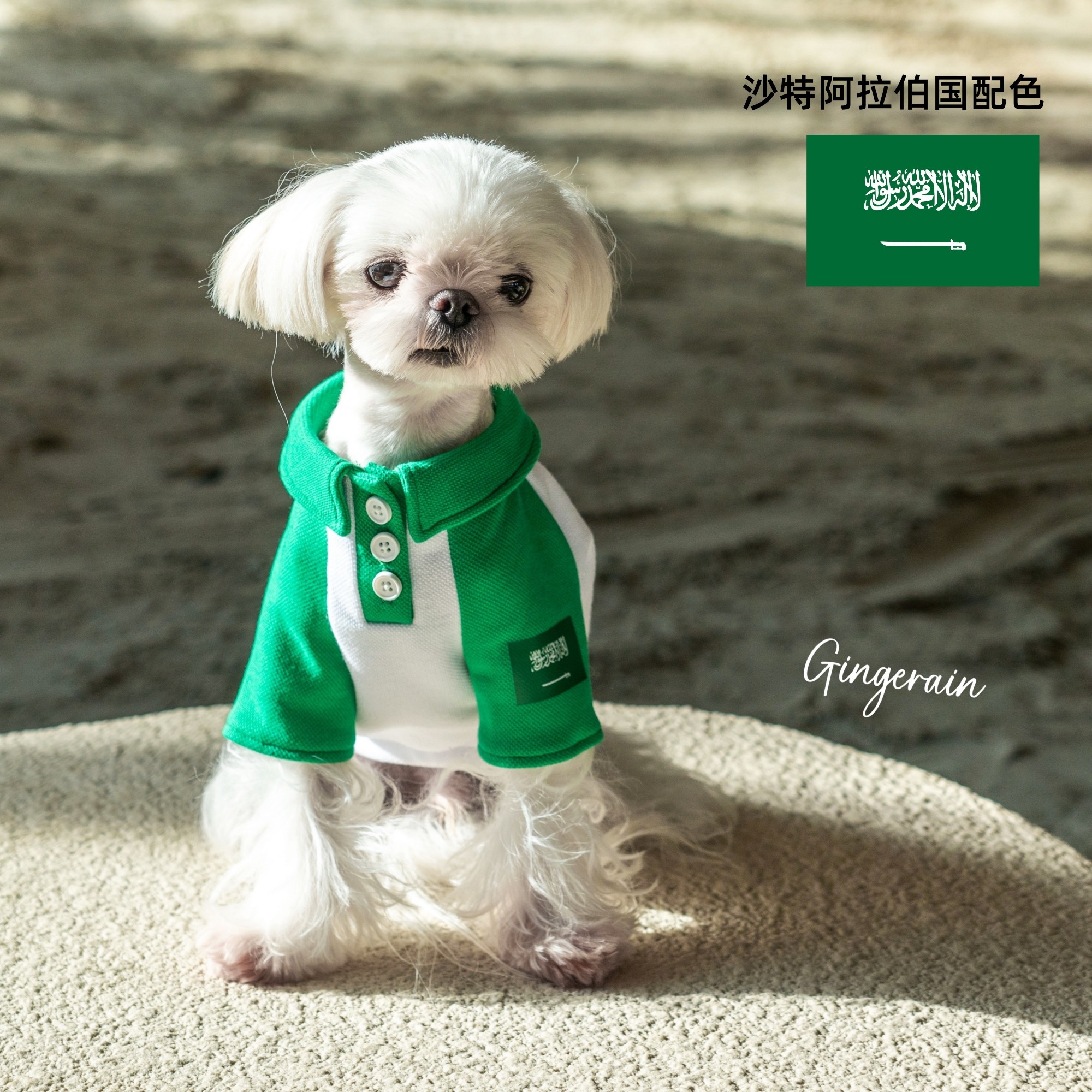GINGERAIN 沙特阿拉伯国配色POLO衫小型犬马尔济斯约克夏撞色卫衣,宠物/宠物食品及用品,狗宠物服装/雨衣,淘宝优惠券,粉丝福利购,淘宝优惠卷