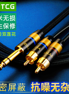YYTCG 6.5转双莲花一分二音频线 大三芯转2RCA调音台功放音响线