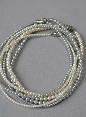 英国topwhitfever正圆仿施家水晶珍珠元宝扣项链优雅气质锁骨链