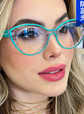 法国cherrykoko猫眼平光镜防蓝光新款女欧美ins眼镜框时尚前卫
