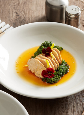 14寸白色大号陶瓷深盘汤盘菜盘家用剁椒鱼头盘酒店餐厅商用餐具J