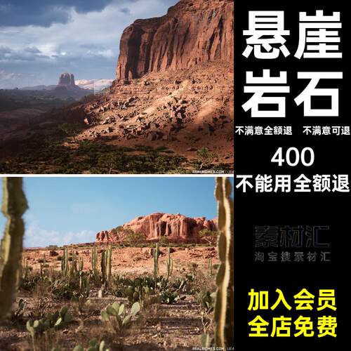 树木灌木Desert虚幻写实悬崖Cliffs沙漠岩石RealBiomes场景UE5