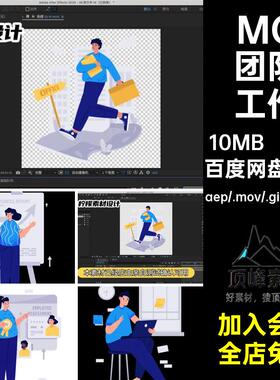 MG动画卡通人物场景团队工作业绩提升AE源文件透明GIFMOVPR素材