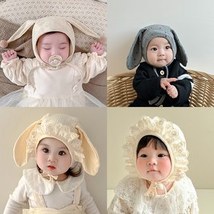 婴儿帽子秋冬款系绳护耳包头帽婴幼儿针织毛线帽男童女宝宝套头帽