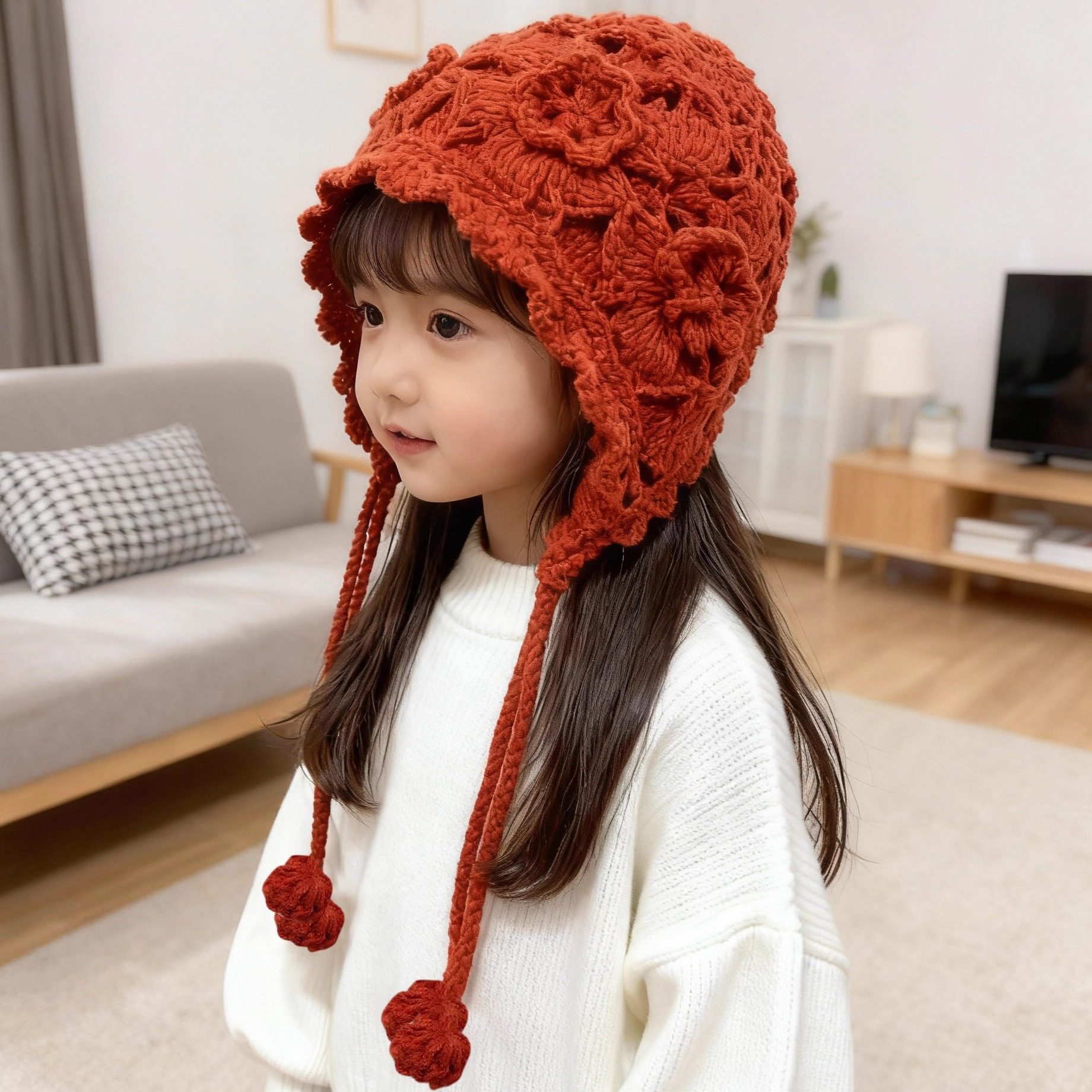 女童秋冬新款毛线帽手工勾花可爱护耳公主保暖针织帽女宝宝宫庭帽,童装/婴儿装/亲子装,帽子,淘宝优惠券,粉丝福利购,淘宝优惠卷