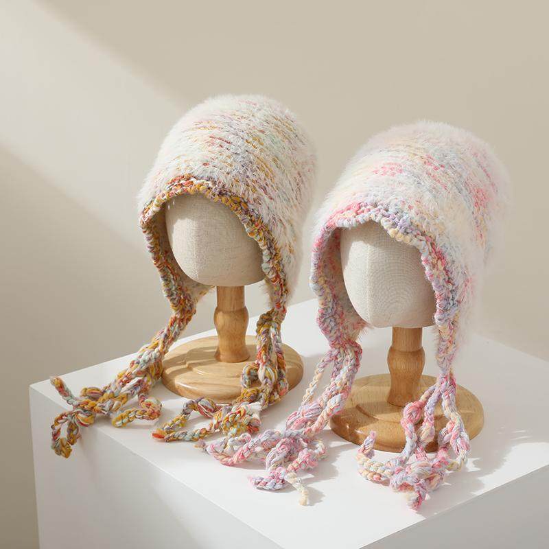 可爱彩色流苏儿童毛线帽子女孩秋冬防寒护耳毛绒保暖帽系辫针织帽,童装/婴儿装/亲子装,帽子,淘宝优惠券,粉丝福利购,淘宝优惠卷