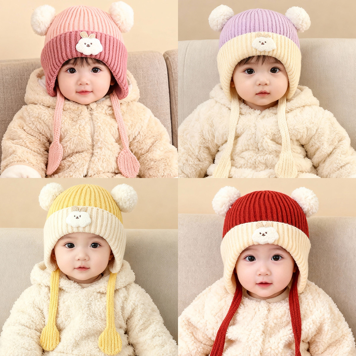 宝宝帽子秋冬季可爱洋气婴儿针织护耳帽冬天加厚保暖小月龄毛线帽,童装/婴儿装/亲子装,帽子,淘宝优惠券,粉丝福利购,淘宝优惠卷