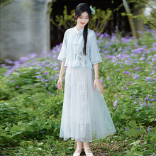 夏新中式刺绣女装中国风年轻款改良汉服唐装套装禅意茶艺服装
