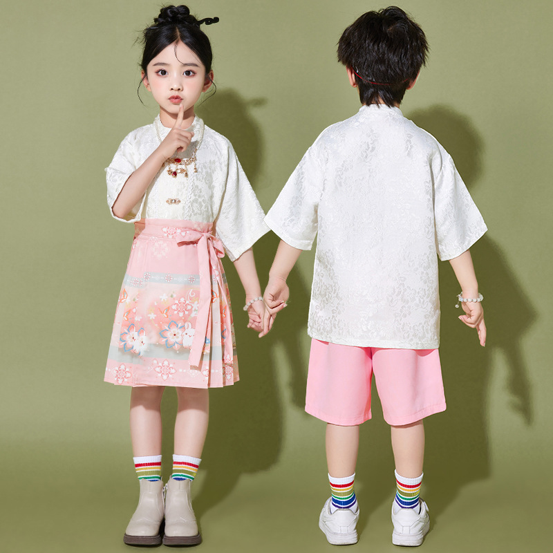 六一儿童演出服女童马面裙汉服套装幼儿园中国风诗歌朗诵表演