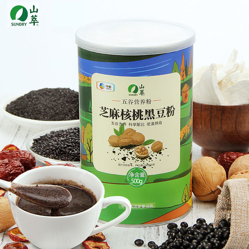 中粮山萃芝麻核桃黑豆500g罐装 五谷杂粮营养饱腹代餐粉早餐冲饮|ruв категории кофе/хлопья/напиток, арроурут/хлопья/Чонг напитки, кунжутный паста - от Buy2taobao.com для оказания профессиональной услуги покупки агента Taobao