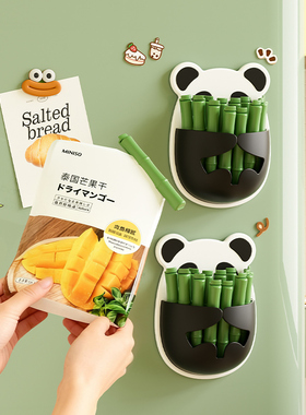 厨房可爱熊猫封口夹壁挂收纳创意保鲜夹磁吸冰箱贴食品零食密封夹
