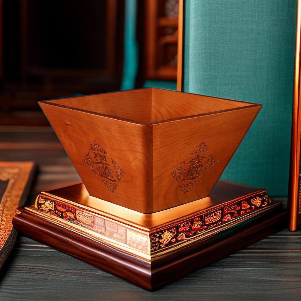 日进斗金招财仿古米斗桃木斗