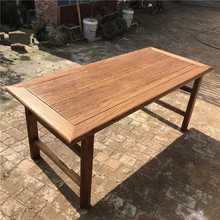 老榆木茶桌实木中式复古餐桌椅风化门板禅意功夫泡茶桌家用长条凳