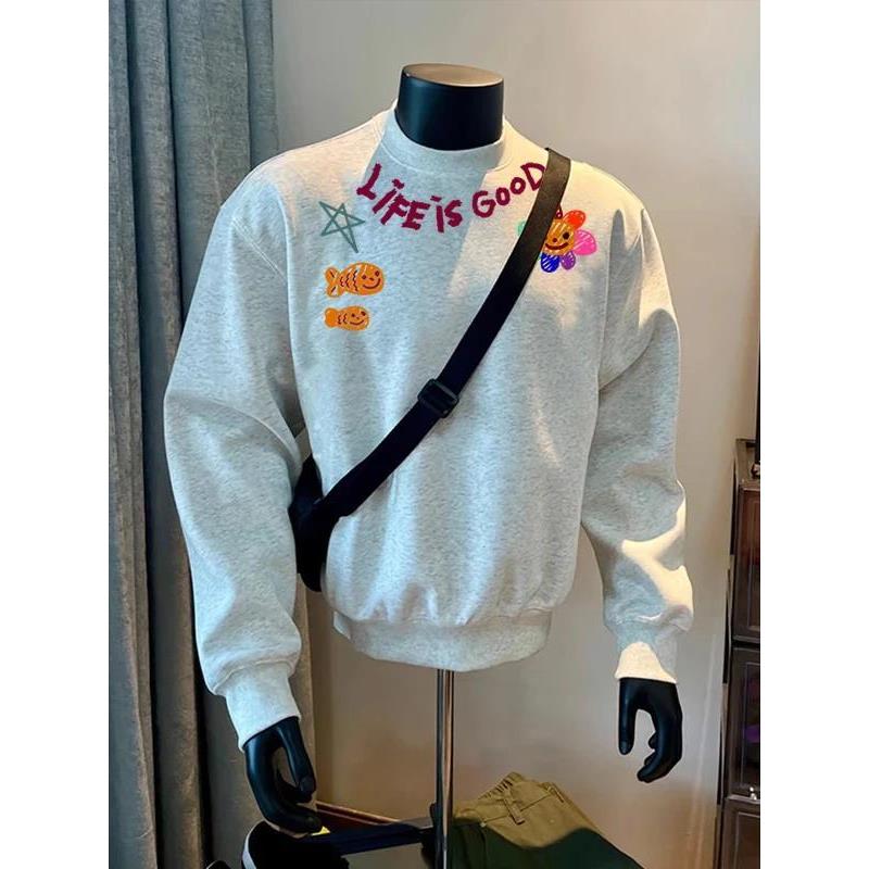 圆领美式街头长袖秋冬卫衣男女