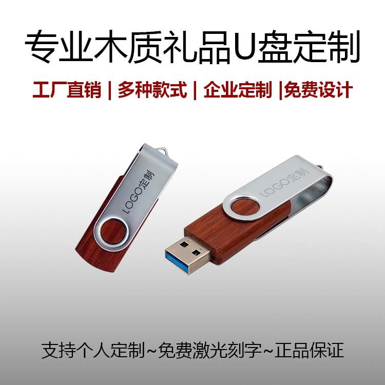 创意木质U盘32GB/企业展会投标礼品定制优盘/实木U盘外壳DIY定制