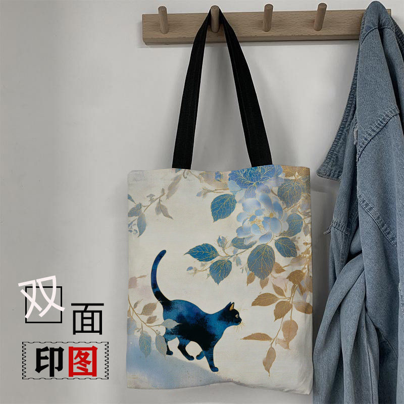 猫咪帆布袋定制手提环保购物袋广告布袋子来图定做帆布包印logo