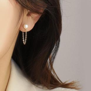 TopWhite经典 珍珠后挂式 设计师 英国 耳钉女简约气质高级感耳环