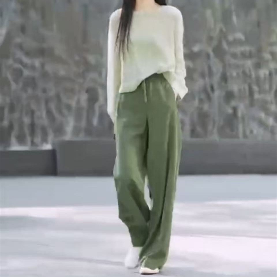 日系gentle motto春季新款简约宽松减龄显瘦上衣休闲直筒裤女