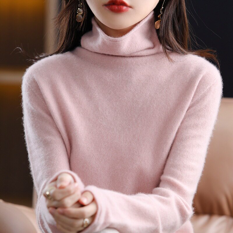法国chrry koop一线成衣 羊毛衫女堆堆领女秋冬高领毛衣修身内搭