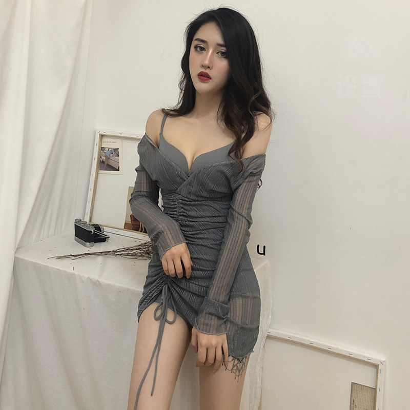 性感风女游泳衣ygsz韩国版小胸带钢托裙式长袖保守防晒比基尼女