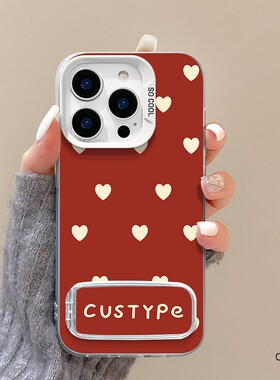 适用于红米k80手机壳红色爱心新款k70pro镜子支架K60PRO至尊版磨砂彩银k50电竞防摔支点k40s全包K三十女redmi