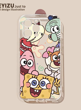 可爱海绵宝宝适用三星a72手机壳防摔a71/a70/a60软硅胶a52/a51/a50透明a40s/a32/a31全包a30s/a22/a21/a12/a9