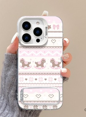 适用于红米note14手机壳木偶小马redmi新款13pro镜子支架NOTE12PRO磨砂彩银nt11/9防摔支点turbo3全包13r女9a