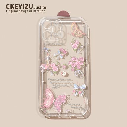 ins蝴蝶适用红米note14pro新款手机壳Note13高级12turbo夏季透明11ePro硅胶NT10/9/8/7散热软redmi女保护套