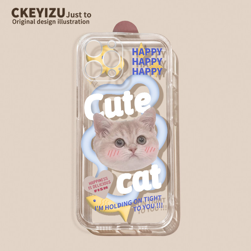 适用苹果14手机壳J9319黄鱼小猫