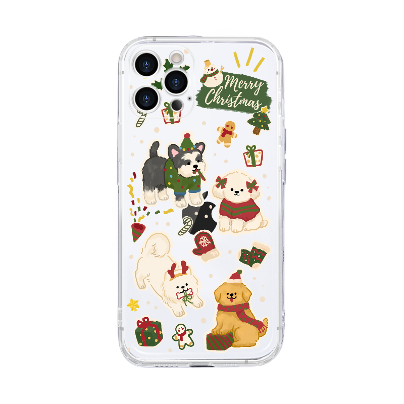 适用苹果15promax手机壳新款iPhone14圣诞小狗plus防摔13pro透明软12mini硅胶ip11全包xr/xs超薄7/8p秋冬6s女