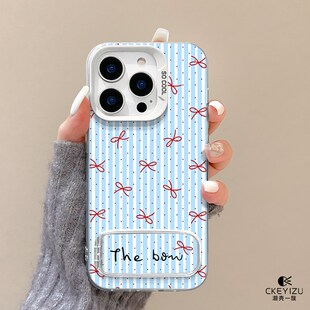 适用于iqooneo9手机壳蓝色条纹新款neo8pro镜子支架IQOONEO7磨砂彩银iq00neo6se防摔支点5SE全包爱酷neo3女vi