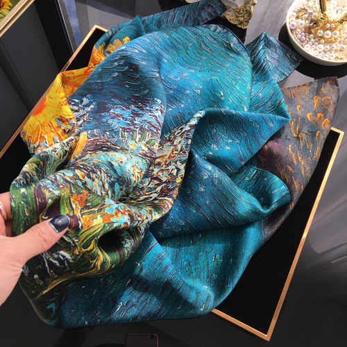 梵高油画系列真丝大方巾送礼丝巾