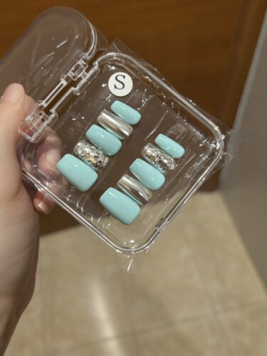 Fairy nail&middot;自调高级蓝春秋显白中长款韩式亮片纯手工穿戴