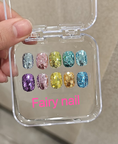 Fairy nail纯手工穿戴甲春夏满手亮片气质高级感短款显白成品贴片