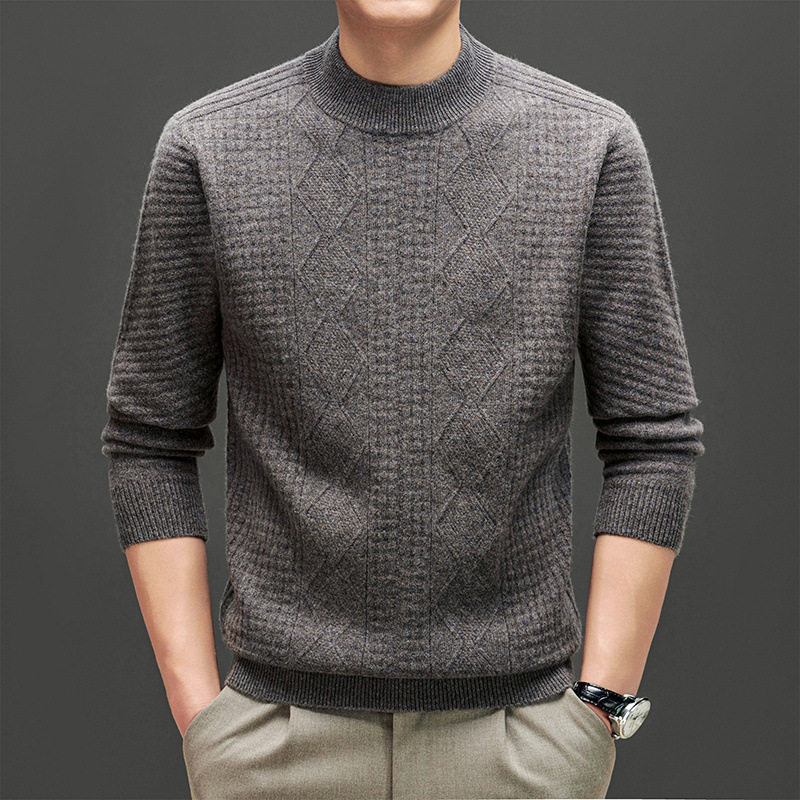 稻草人冬季新款纯羊毛衫男圆领加厚粗毛线针织衫中年男士秋冬季保,男装,羊绒套衫,淘宝优惠券,粉丝福利购,淘宝优惠卷