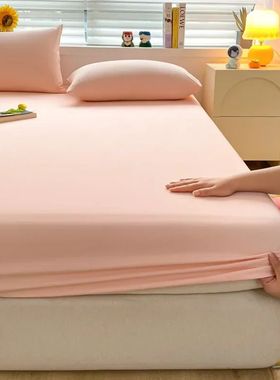 Soft Cotton Fitted Bed Sheet with Elastic Band Solid Color M