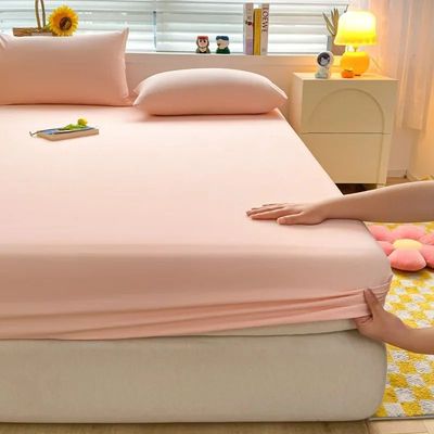 Soft Cotton Fitted Bed Sheet with Elastic Band Solid Color M