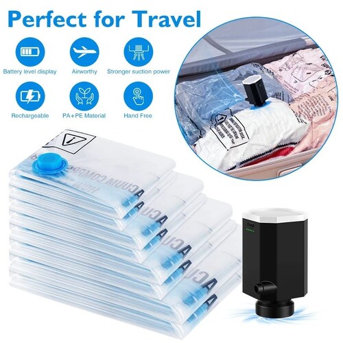 Vacuum Storage Bags 10/18Pc Space Saver Bag for Travel Cloth