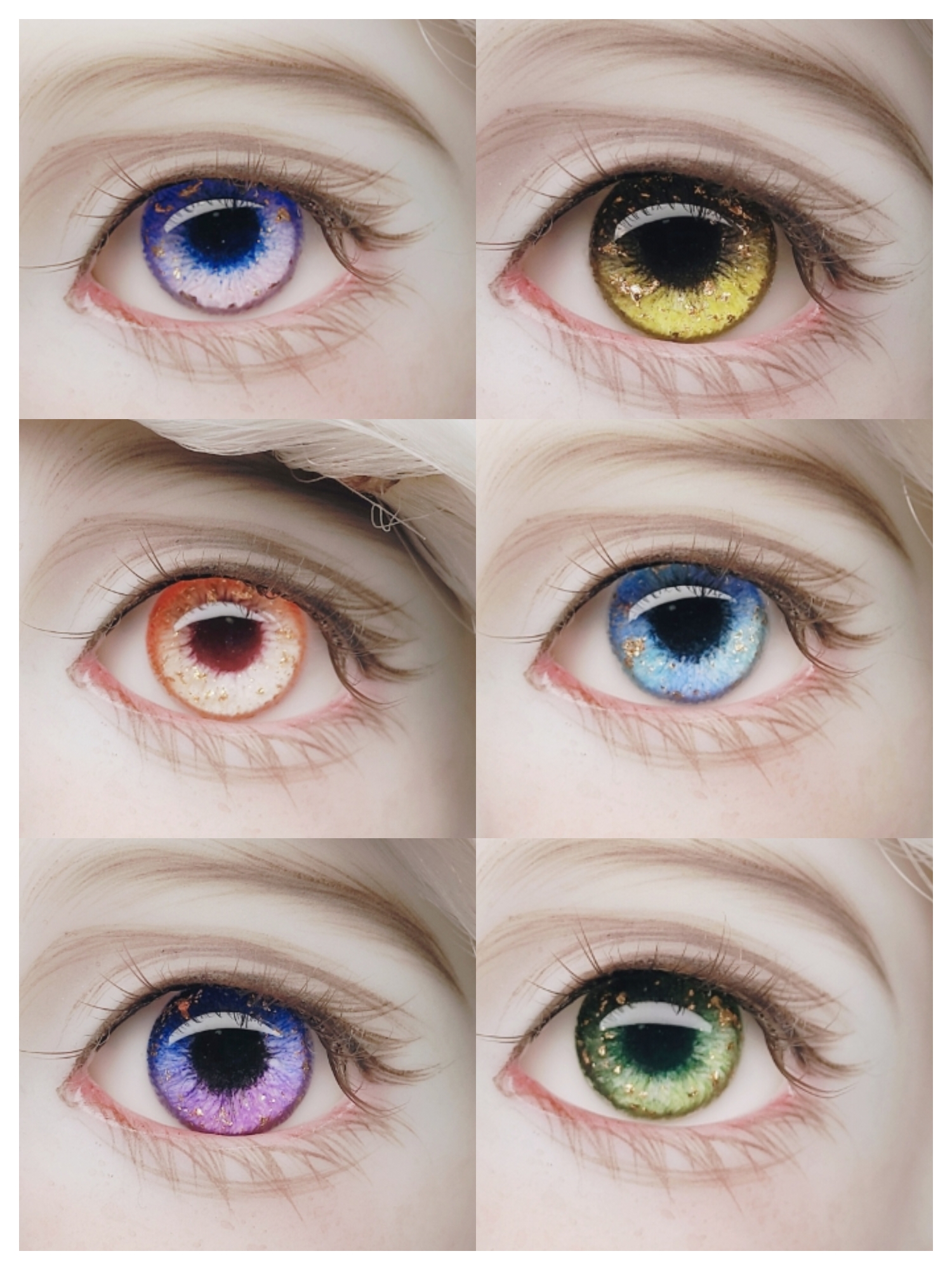 新品【花花眼】洒金系列bjd眼珠 尺寸定制 一朵小红花 两对包