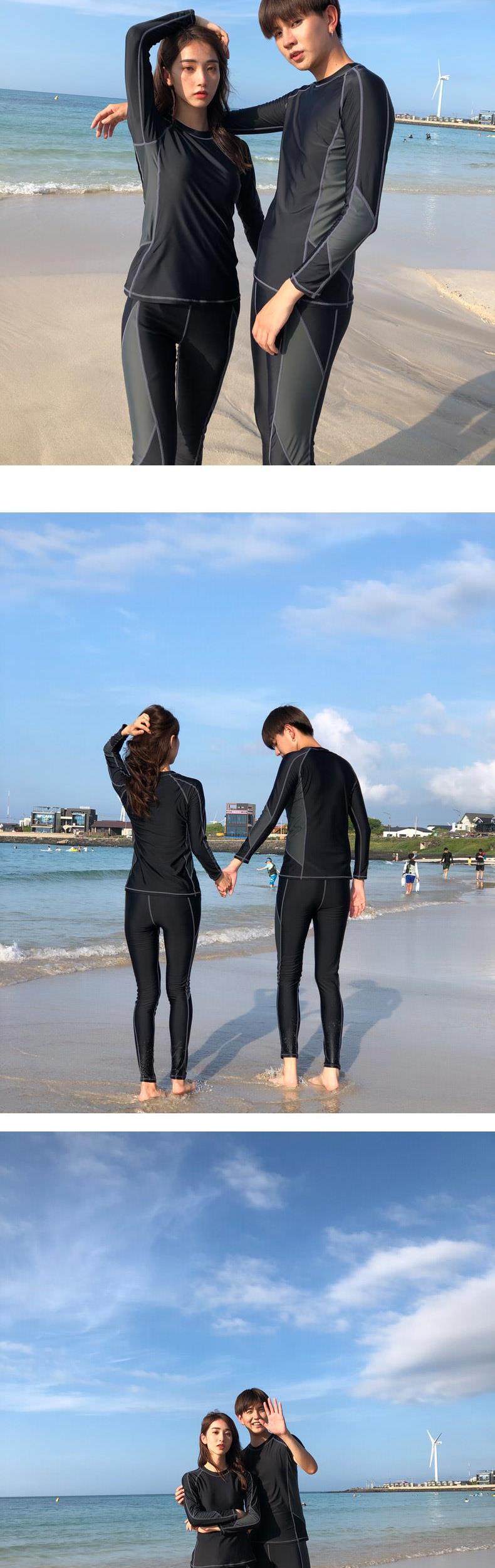Lướt sóng dài tay chống nắng quần bơi năm điểm quần bơi nam phù hợp với lỏng lẻo kích thước lớn chia áo sơ mi ngắn tay lặn thể thao - Nam bơi đầm quần bơi dài nam