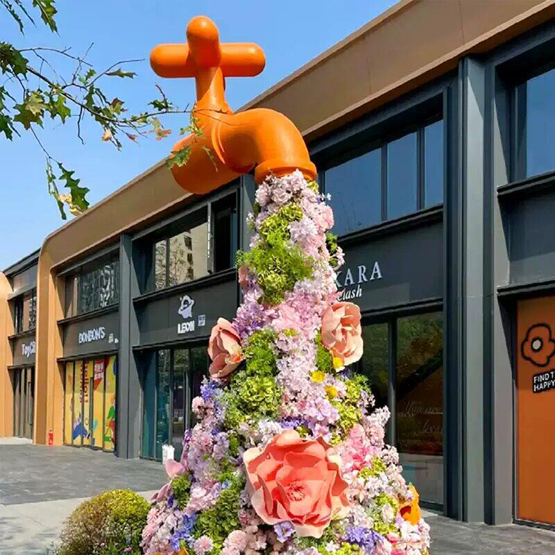 户外大型仿真水龙头玻璃钢雕塑商业街景观小品门店广场美陈摆件