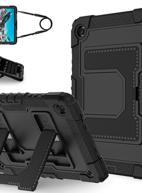 适用三星Galaxy Tab A9+保护套防摔11寸A9Plus硬壳防弯A11平板SM-X210/X216B/X218全包边软壳硅胶支架挂肩绳+