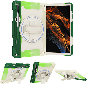 适用三星Galaxy Tab S8Ultra 5G保护套带笔槽手持托平板电脑14.6寸SM-X900/X906全包边软壳硅胶旋转支架挂绳