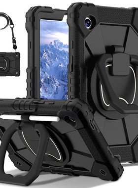 适用三星Galaxy Tab A9保护套防摔A11平板8.7英寸SM-X110/X115N全包边软壳X130硅胶X133旋转支架手环提挂肩绳