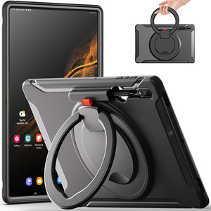 适用于三星Galaxy Tab S8 Ultra 5G保护套带笔槽平板电脑14.6英寸SM-X900/X906全包软壳硅胶手托旋转横竖支架